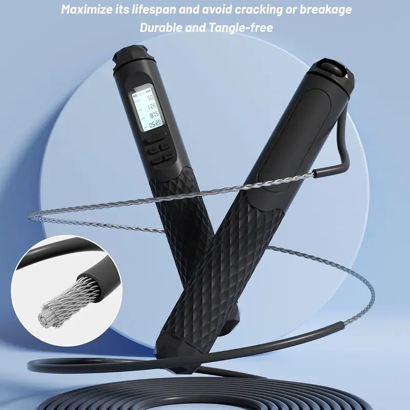 2 In 1 Cordless Jump Rope with Counter for Fitness - Adjustable Smart Skipping Rope for Speed and Cardio