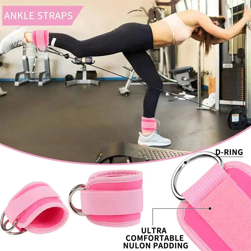 9 Pcs Barbell Pad Set for Squats, Hip Thrusts, and Lunges with Ankle Straps and Resistance Bands