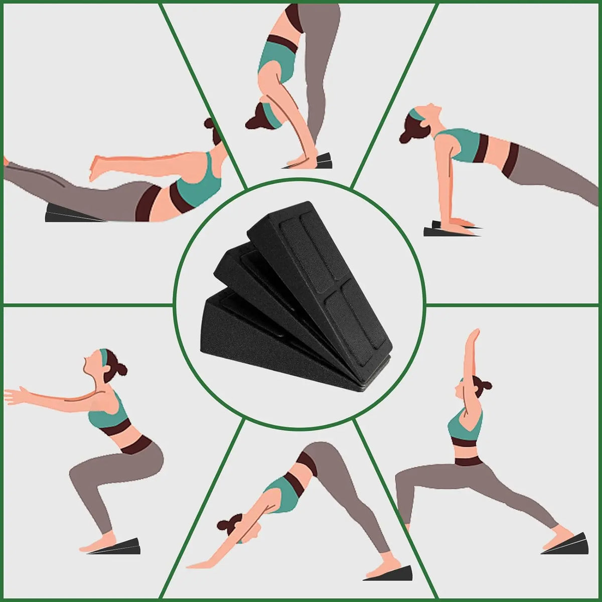 Squat Wedge Blocks, Set of 3 Non-Slip Foam Incline Boards for Calf Stretching