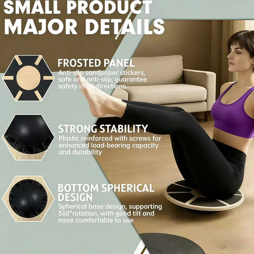 15.75" Lightweight Wooden Balance Board - Non-Slip 360-Degree Rotation Core Trainer