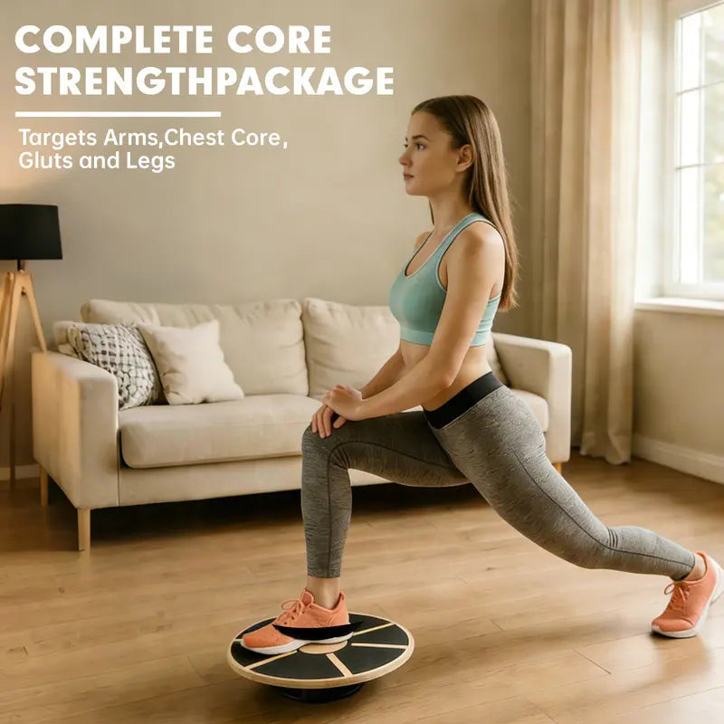Multifunctional Exercise Balance Board with Stable Wood Base and 360-Degree Rotation