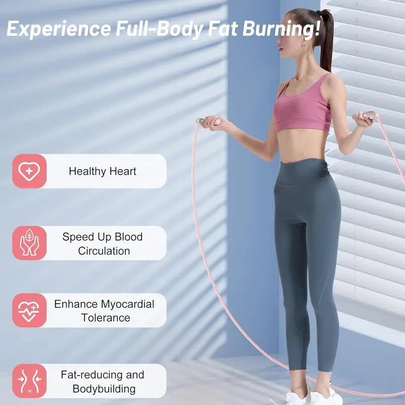 2 In 1 Cordless Jump Rope with Counter for Fitness - Adjustable Smart Skipping Rope for Speed and Cardio