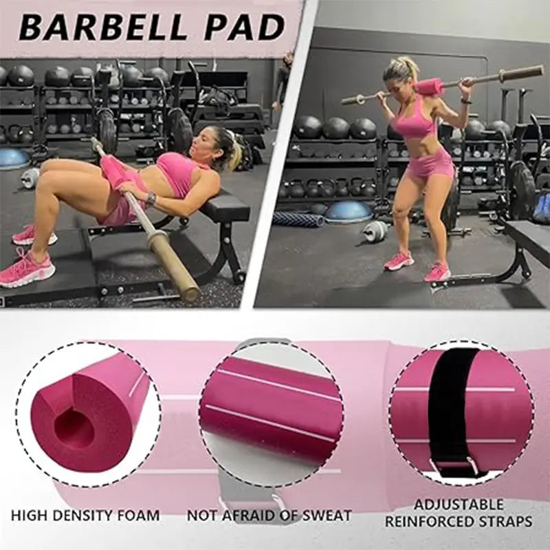 9 Pcs Barbell Pad Set for Squats, Hip Thrusts, and Lunges with Ankle Straps and Resistance Bands
