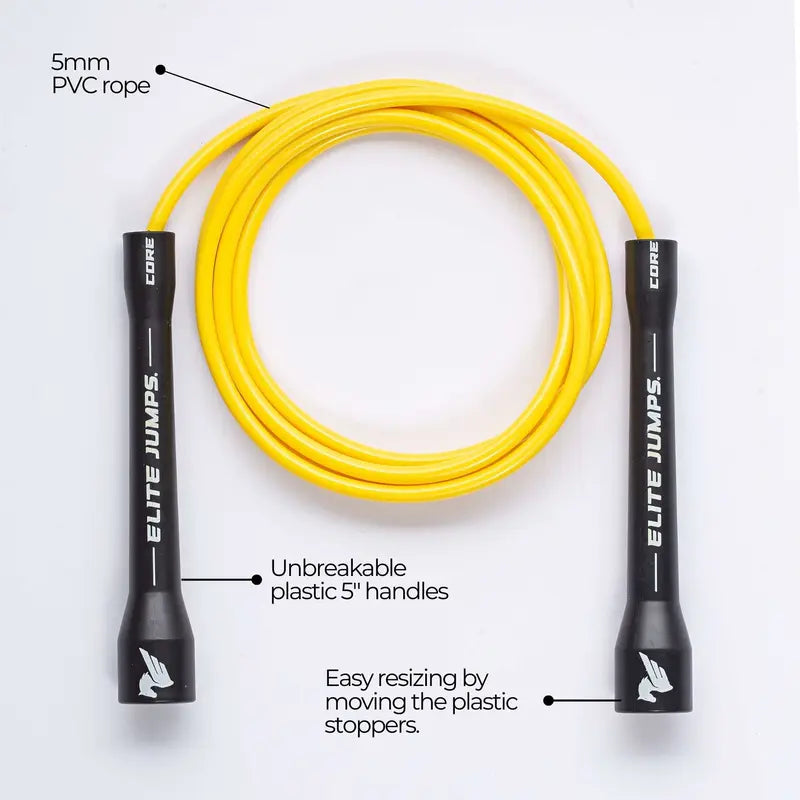 Core 5mm PVC Skipping Rope - Adjustable Exercise Equipment with Unbreakable Handles for Indoor/Outdoor Fitness