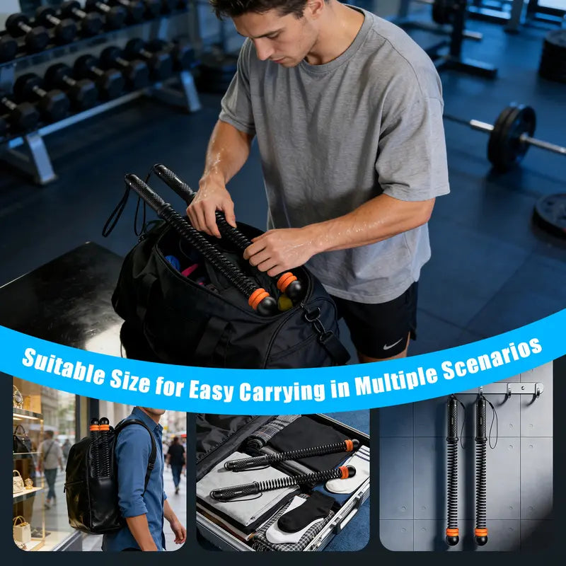 Cordless Weighted Ropeless Battle Ropes with Adjustable Resistance Springs for Home Gym