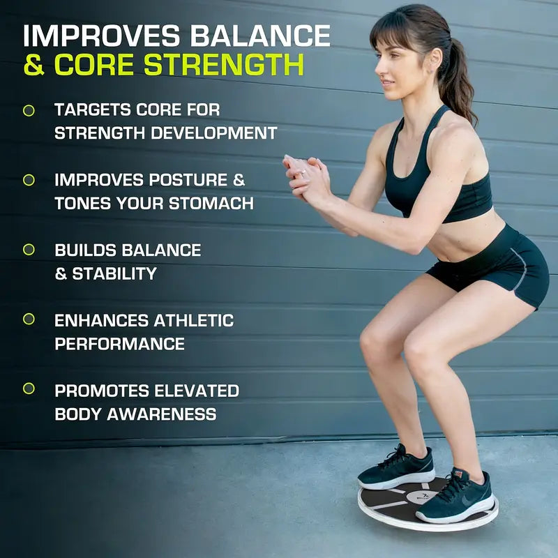 15.75" Lightweight Wooden Balance Board - Non-Slip 360-Degree Rotation Core Trainer