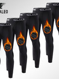 5-Pack Men's Fleece Lined Thermal Compression Pants - Snug Fit Warm Athletic Leggings