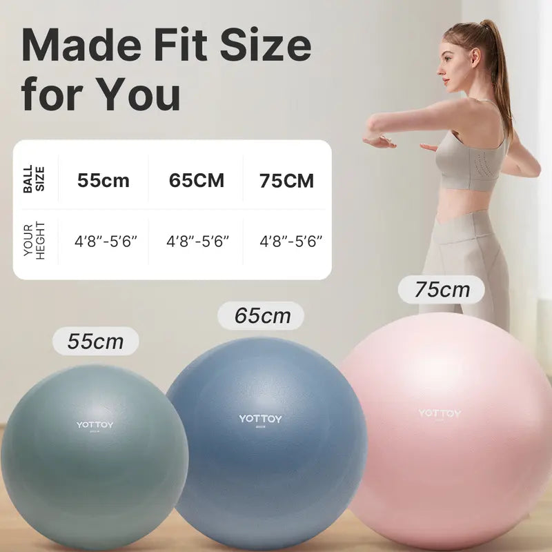 65cm Unisex Anti-Burst Stability Ball, Extra Thick PVC Exercise Equipment for Core Workouts