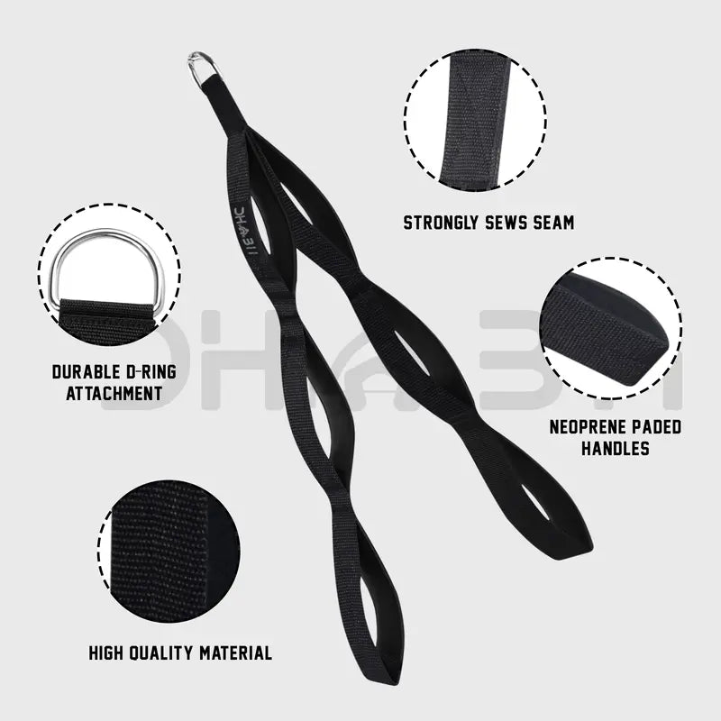 Tricep Rope Cable Attachment with 6 Anti-Slip Handles for Strength Training and Home Workouts