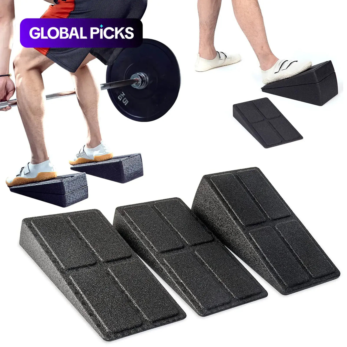 Squat Wedge Blocks, Set of 3 Non-Slip Foam Incline Boards for Calf Stretching