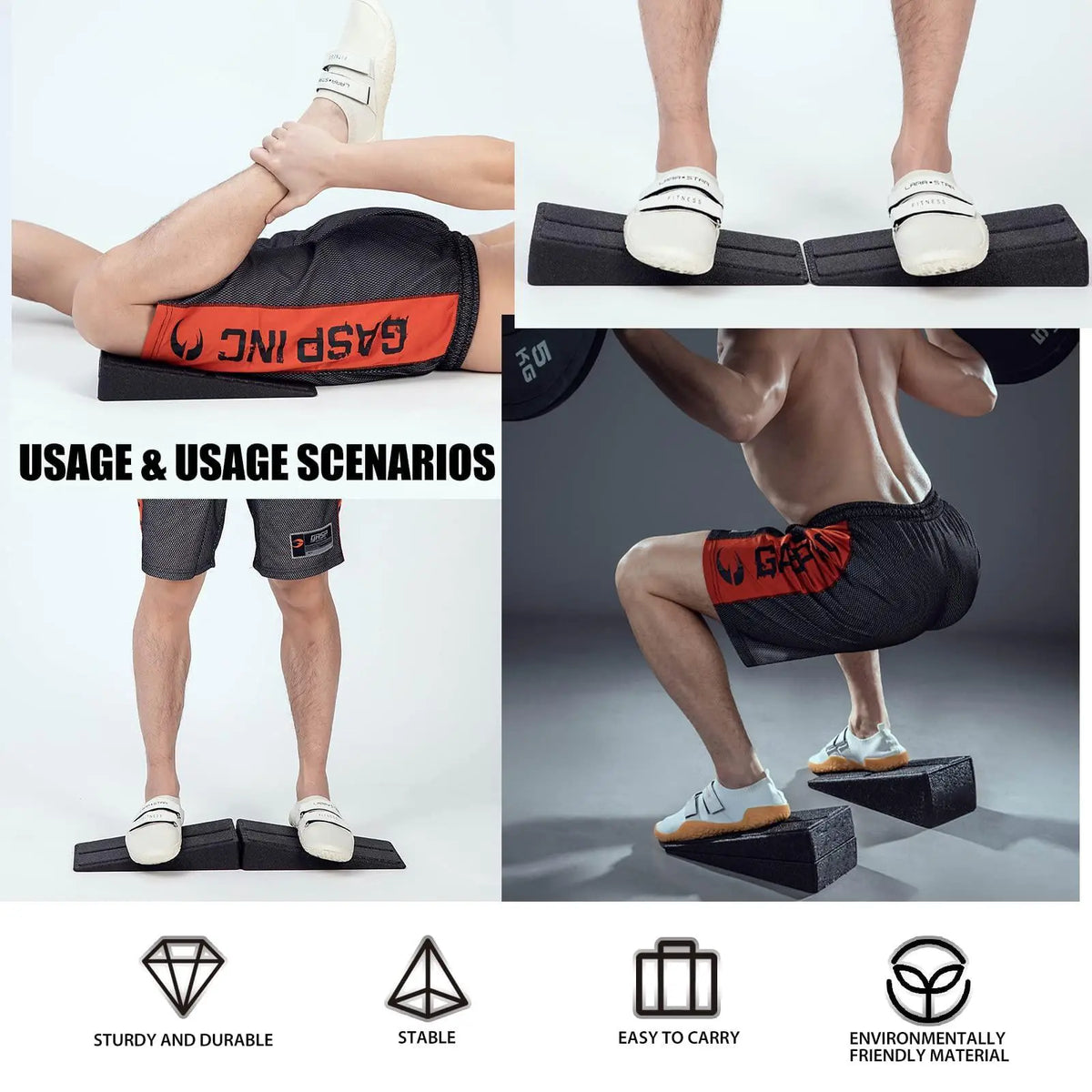 Squat Wedge Blocks, Set of 3 Non-Slip Foam Incline Boards for Calf Stretching