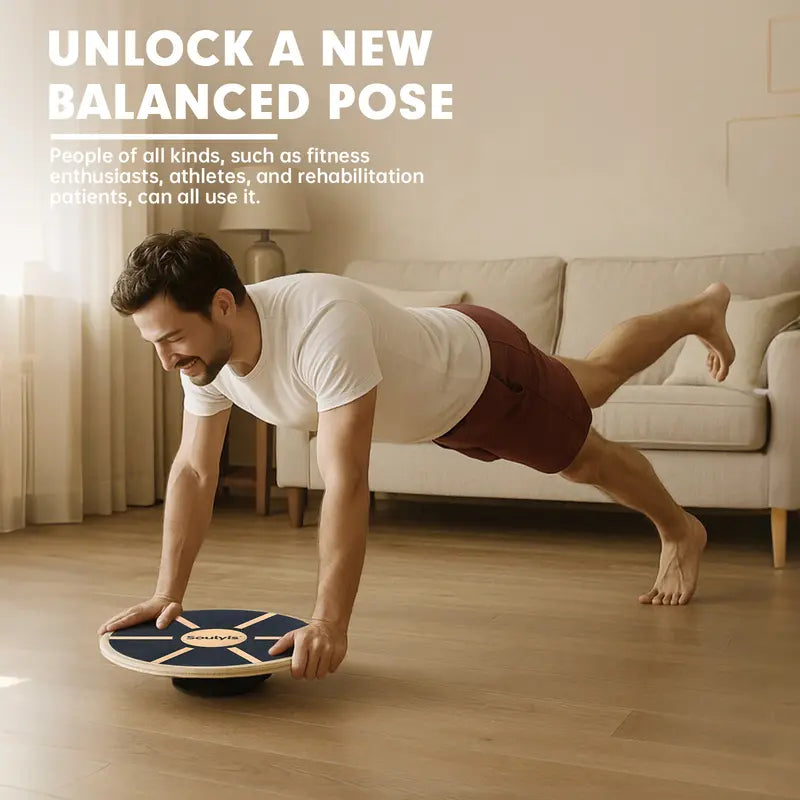 Multifunctional Exercise Balance Board with Stable Wood Base and 360-Degree Rotation