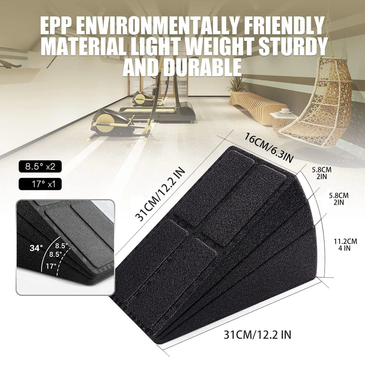 Squat Wedge Blocks, Set of 3 Non-Slip Foam Incline Boards for Calf Stretching