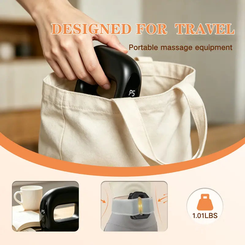 Portable Deep Tissue Vibration Back Massager with 55-in Adjustable Belt, Cordless Rechargeable