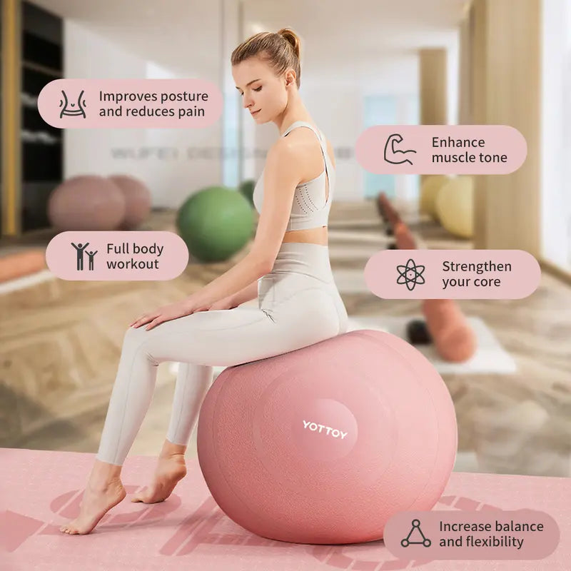 65cm Unisex Anti-Burst Stability Ball, Extra Thick PVC Exercise Equipment for Core Workouts