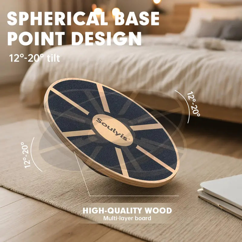 Multifunctional Exercise Balance Board with Stable Wood Base and 360-Degree Rotation