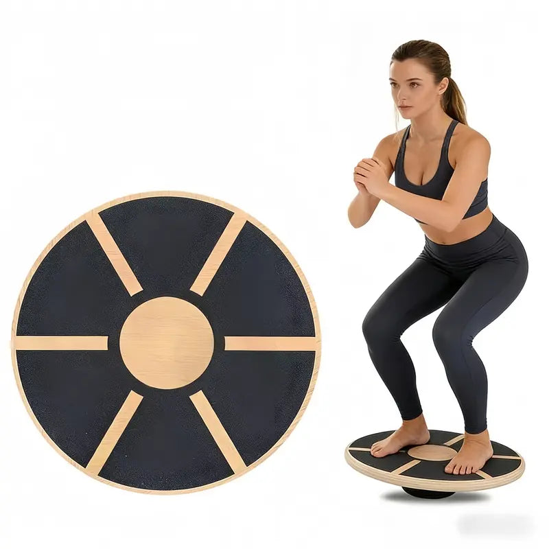 15.75" Lightweight Wooden Balance Board - Non-Slip 360-Degree Rotation Core Trainer