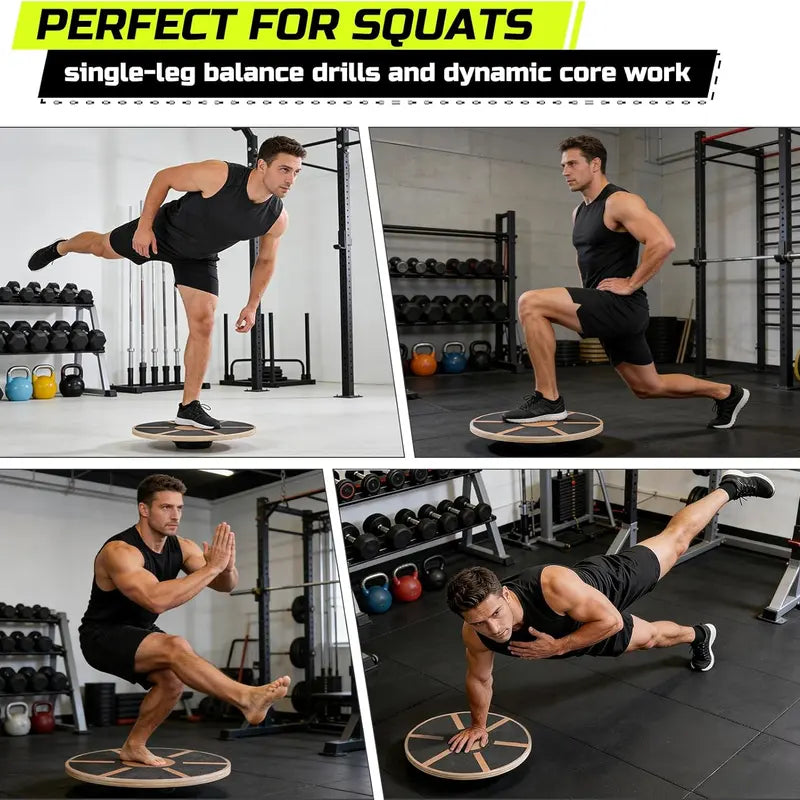 15.75" Lightweight Wooden Balance Board - Non-Slip 360-Degree Rotation Core Trainer