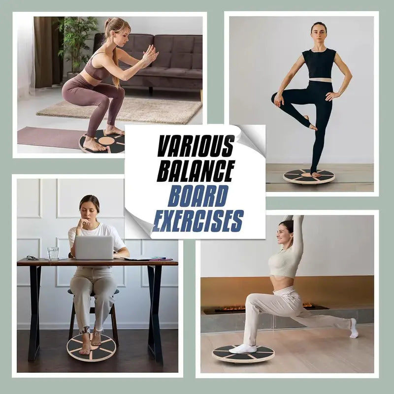 Multifunctional Exercise Balance Board with Stable Wood Base and 360-Degree Rotation