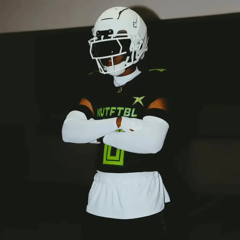 Double Arm Sleeves - Durable Elastic Sports Support with 2-in-1 Look for 7-on-7 Games