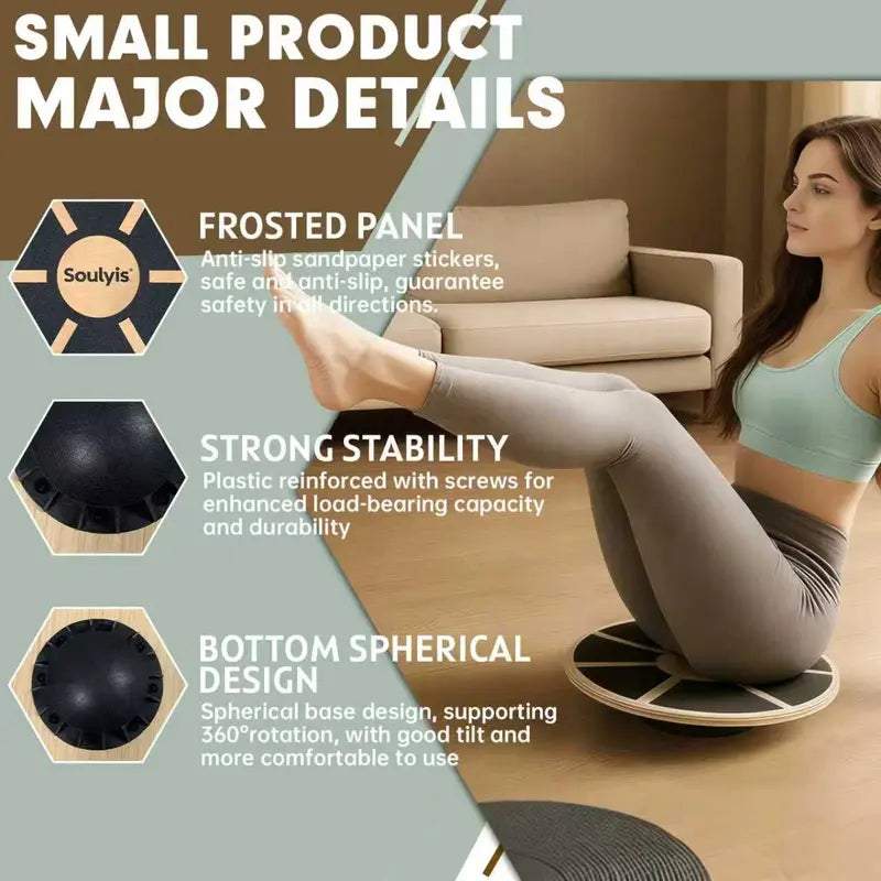 Multifunctional Exercise Balance Board with Stable Wood Base and 360-Degree Rotation