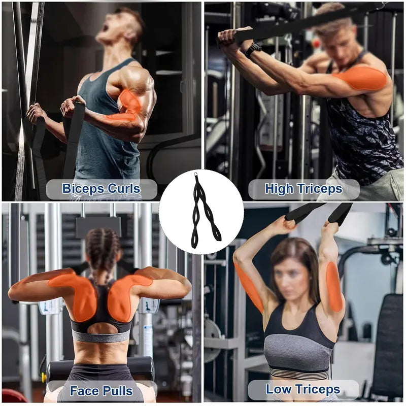 Tricep Rope Cable Attachment with 6 Anti-Slip Handles for Strength Training and Home Workouts